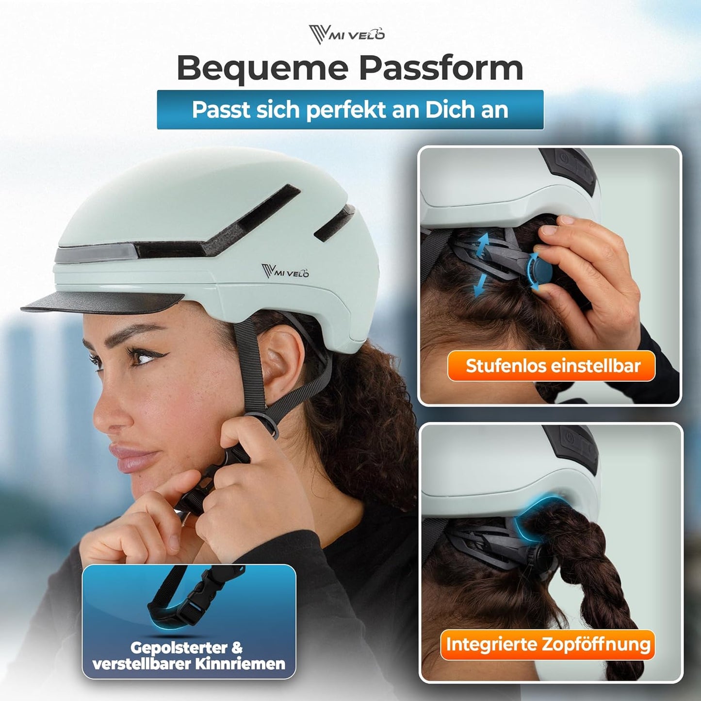 Mivelo Casque de vélo unisexe NOVA - Avec lumière - Certifié NTA jusqu'à 45km/h - Menthe - Taille M (54-58 cm)