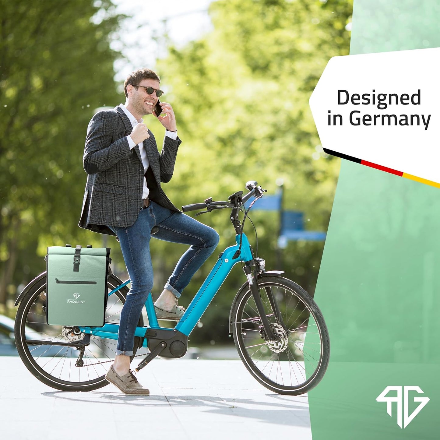 RADGEIST 3in1 bike carrier bag - sac à dos pour vélo - sac de transport - sac à bandoulière - avec compartiment pour ordinateur portable - étanche - 25L - Mint