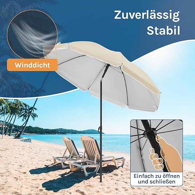 WOLTU GSS0007be01 Parasol de balcon 135 cm - UPF 50+ - Réglable en hauteur et inclinable à 35 degrés - Beige