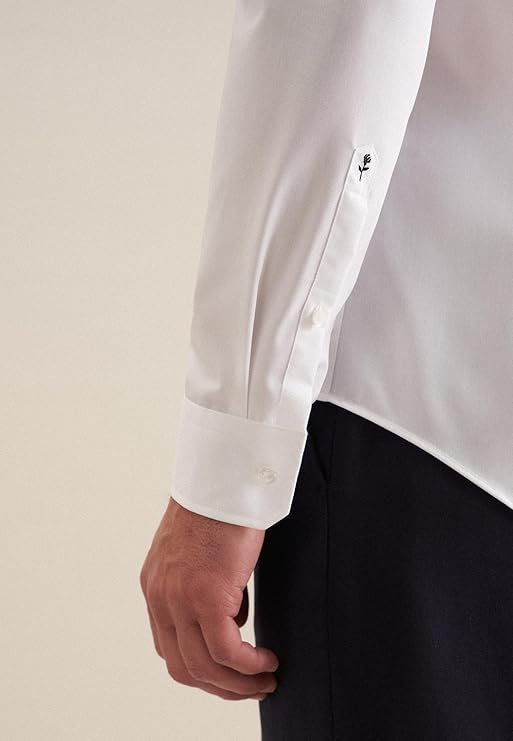 Seidensticker Herren Business Shirt - Shaped Fit - Bügelfrei - Kent Collars - Long Arm - 100% Baumwolle - Size 39