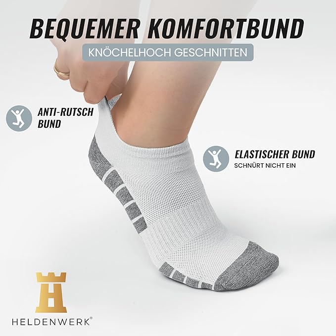 Heroism Sneaker socks for women and men 10 pairs - Chaussettes de sport courtes en coton respirant - Taille 39-42