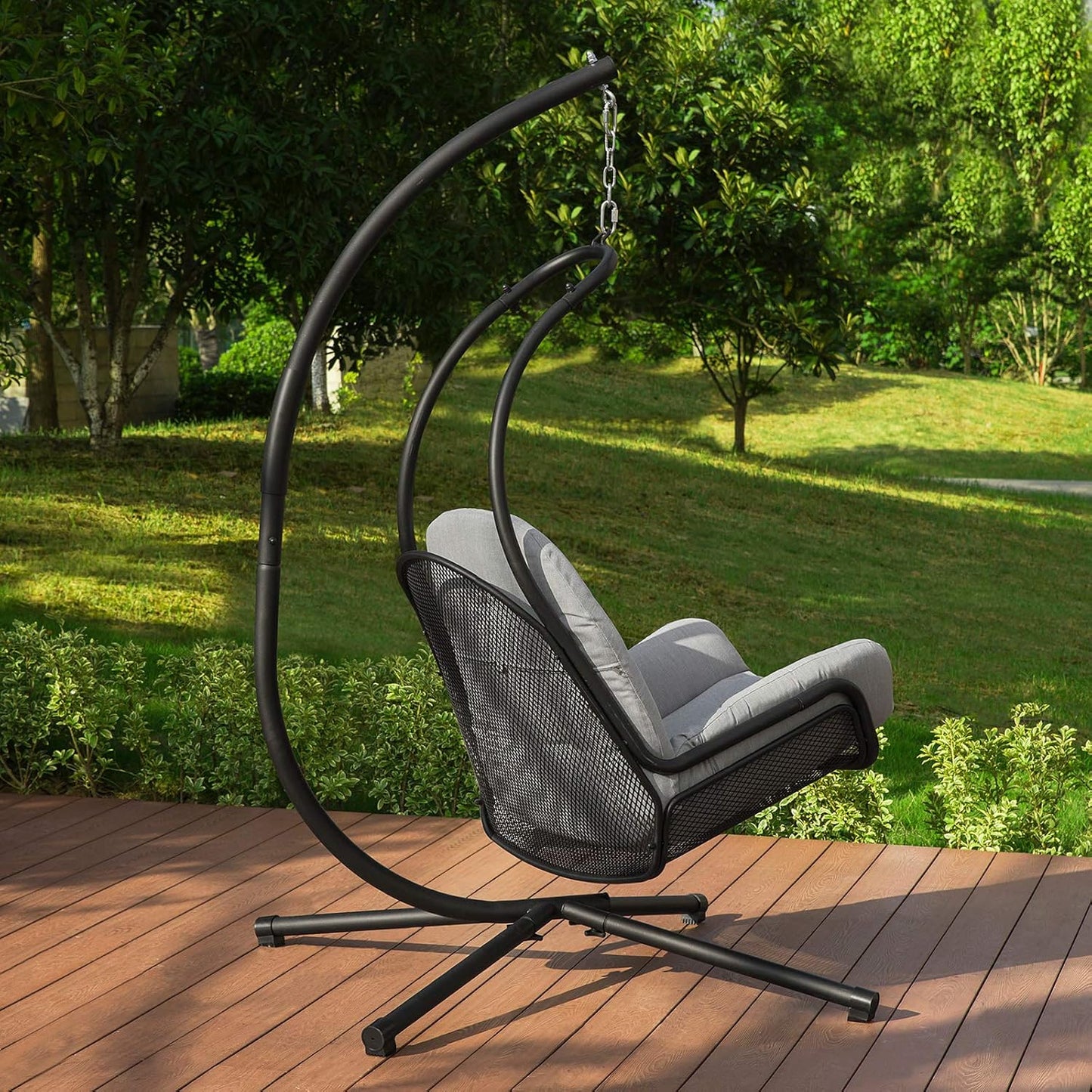 SoBuy Chaise suspendue avec cadre - Max. 150 kg - 103 x 125 x 190 cm - Gris