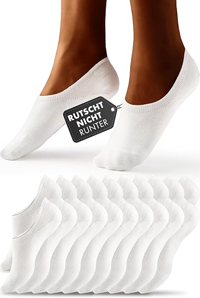 HELDENWERK 10 paires de chaussettes d'entraînement invisibles - respirantes et confortables - chaussettes invisibles pour hommes et femmes - noires, blanches, grises
