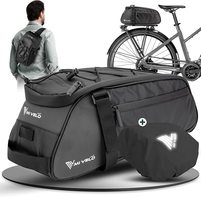 MIVELO Sacoche pour vélo - Imperméable et réfléchissante - 9 litres - Noir