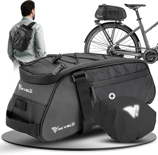 MIVELO Sacoche pour vélo - Imperméable et réfléchissante - 9 litres - Noir