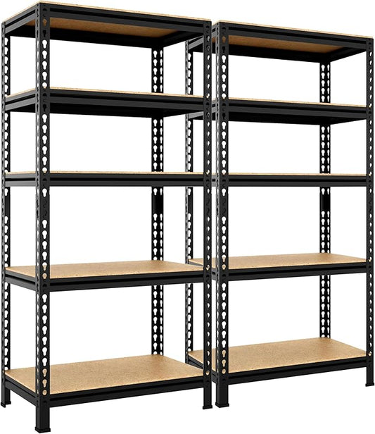 Yaheetech Racks de stockage - Lot de 2 - Robuste - 150×70×30 cm - Réglable - Noir