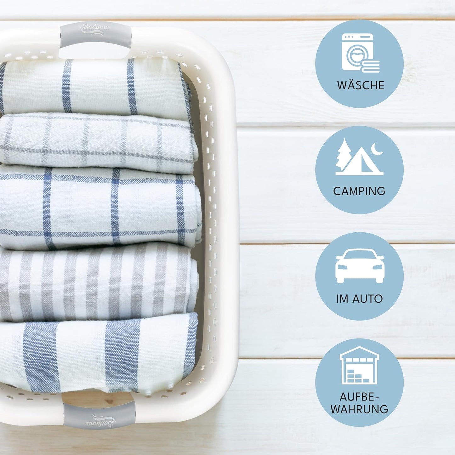 BADIONA Lot de 2 paniers à linge pliables 36L - Gris/Blanc - 61 x 45 x 27 cm - Peu encombrant et multifonctionnel