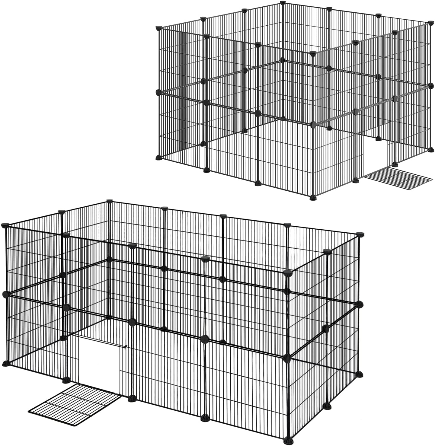 Eugad Puppy Run 142x72x72 cm - Parc pour animaux pliable en métal avec porte - Noir/Métal