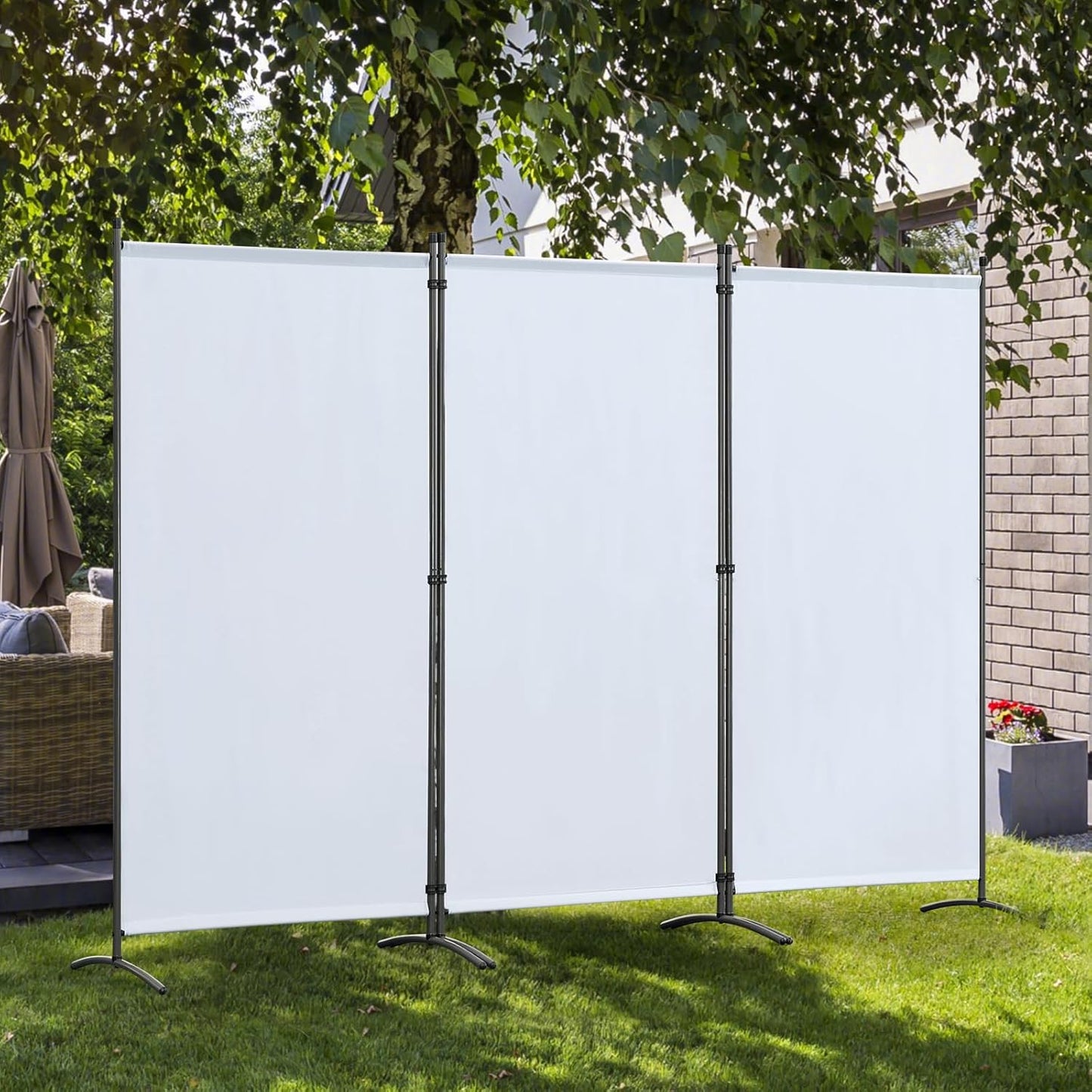 Angel Living Paravent - 3 panneaux - pliable - 243 x 180 cm - Naturel