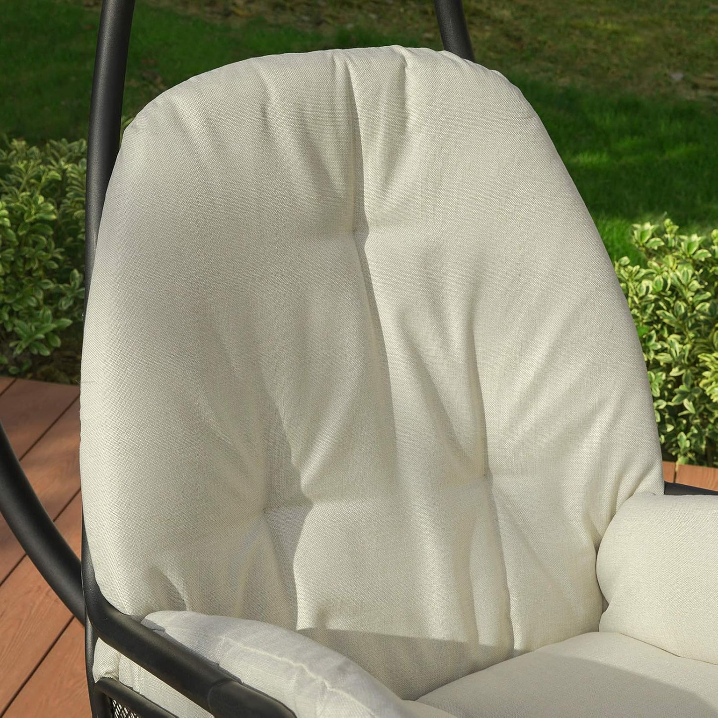 SoBuy Chaise suspendue avec cadre - Max. 150 kg - 103 x 125 x 190 cm - Crème
