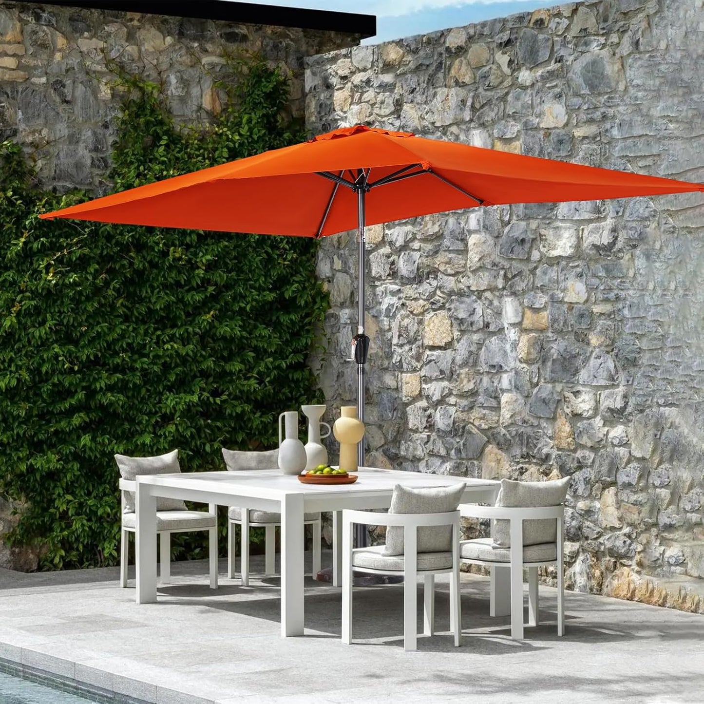 Angel Living Parsol - 300 x 200 cm - inclinable - rectangulaire - terre cuite