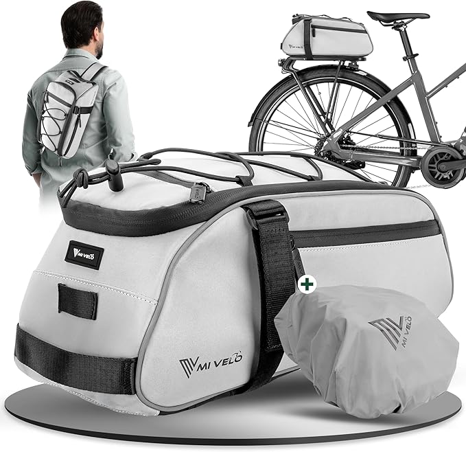 Sacoche pour vélo - MIVELO - Imperméable et entièrement réfléchissante - 9 litres - Réfléchissante