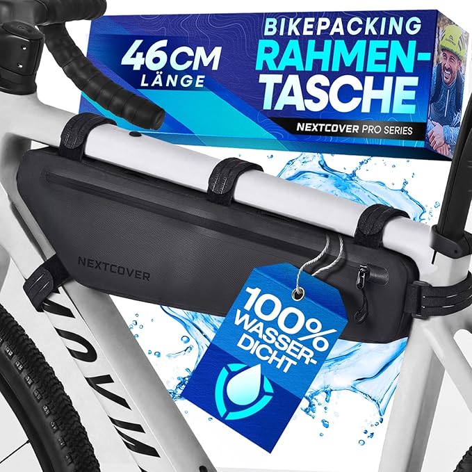 Sacoche de vélo Nextcover - Sacoche de cadre - 46 cm - Imperméable - 3,6 L - TPU - Noir