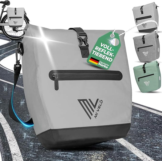 MIVELO Pannier - Imperméable & Incl. Compartiment pour ordinateur portable & Bandoulière - 20 litres - Réfléchissant