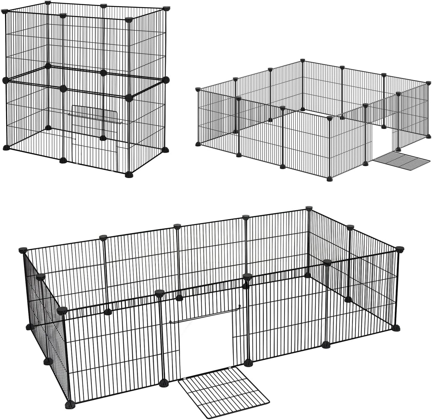 Eugad Puppy Run & Rodent Run - Parc de jeu pliable 142x72x36 cm - Noir - 12 Panneaux