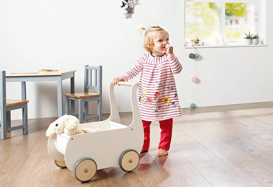 Chariot en bois Pinolino Mette Blanc - Chariot pour poupées