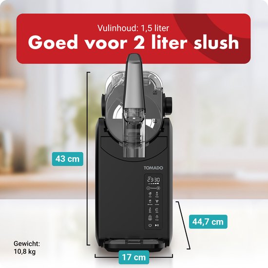 Tomado TSM2002B - Machine à granulés - Machine à granulés 5 en 1 - Slush Puppy - 2 litres de granulés - Jusqu'à 12 heures de boissons glacées - Commande tactile - Noir