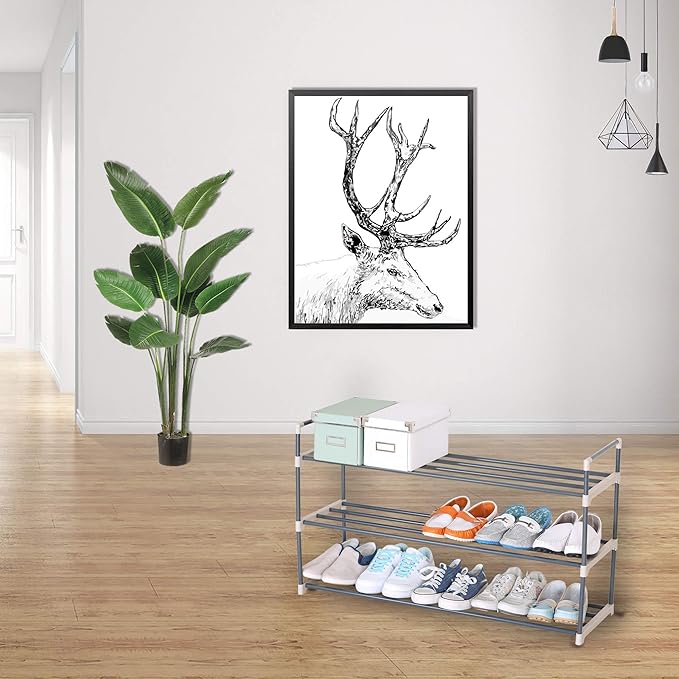 WOLTU SR0006 étagère à chaussures - 3 étages - beige et gris - 92 x 30 x 54 cm
