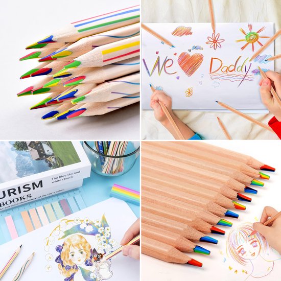 Partizzle 30x Crayons de couleur arc-en-ciel - Cadeaux de distribution de crayons - Grabbelton Crafts Treat Gifts - Apprentissage créatif du dessin et du coloriage - Pour enfants et tout-petits/adultes
