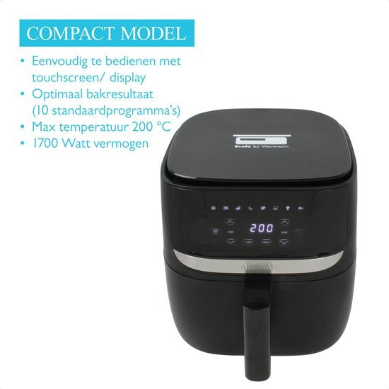 Wartmann WM 2203AF, Ceramic Airfryer / friteuse à air chaud, 5,7 litres, fonction balance, sans PFAS, noir