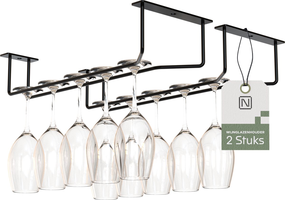 Noswo Porte-verres à vin - Porte-verres à vin suspendu pour un rangement élégant - Noir