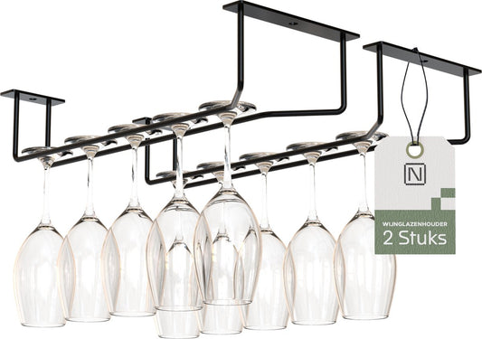 Noswo Porte-verres à vin - Porte-verres à vin suspendu pour un rangement élégant - Noir