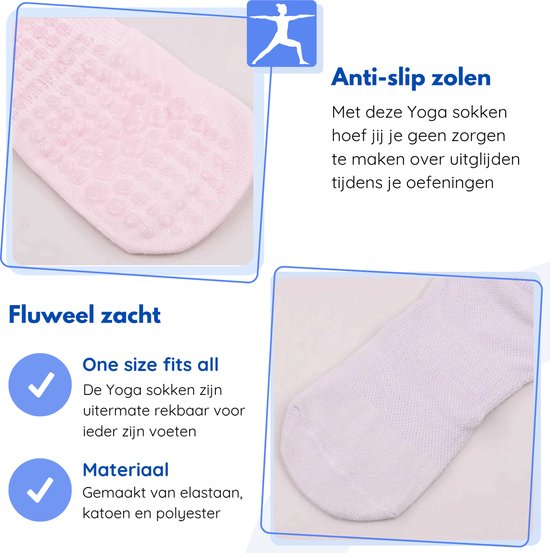Hilvard Chaussettes de Yoga - Chaussettes de Pilates - Chaussettes de cheville - 3 Paires - Orange clair - Chaussettes antidérapantes - Taille unique