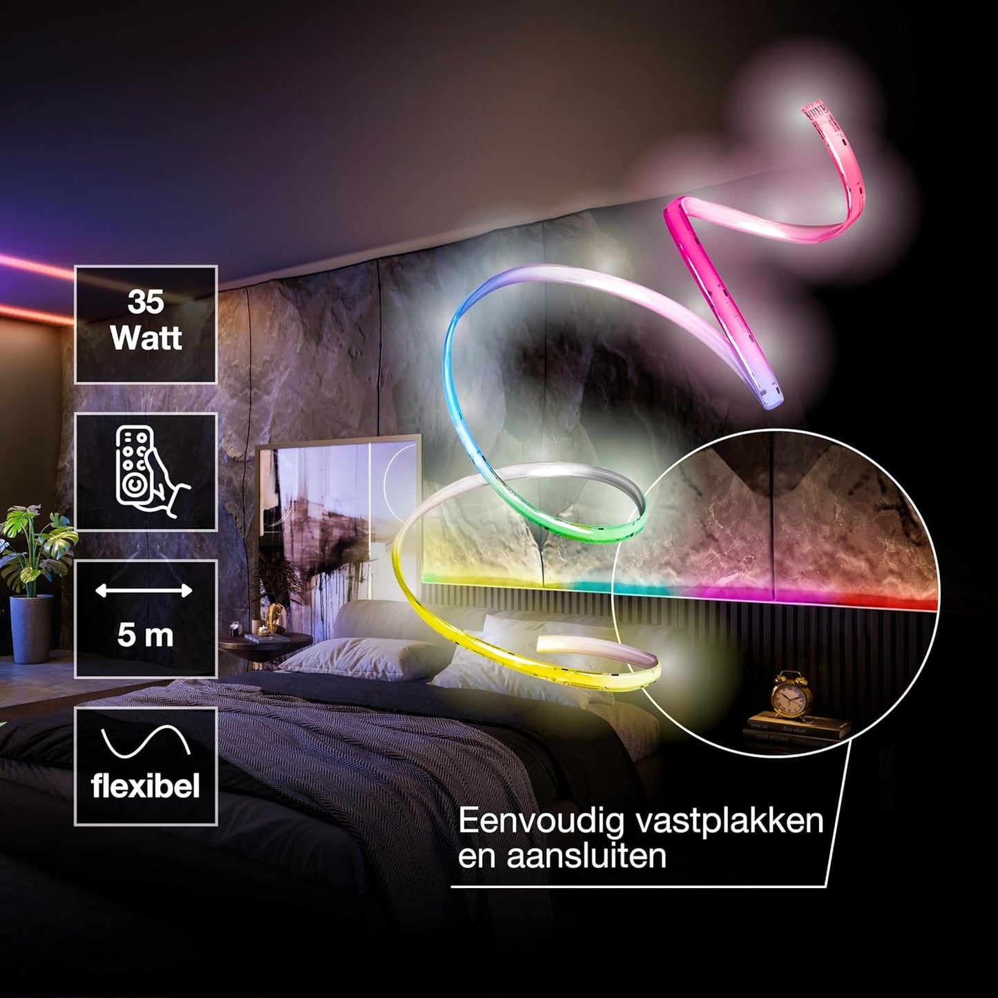 LEDVANCE SMART WIFI COB bandes décoratives COB - 5 m - Magic RGB - Blanc - Flexible & Dimmable