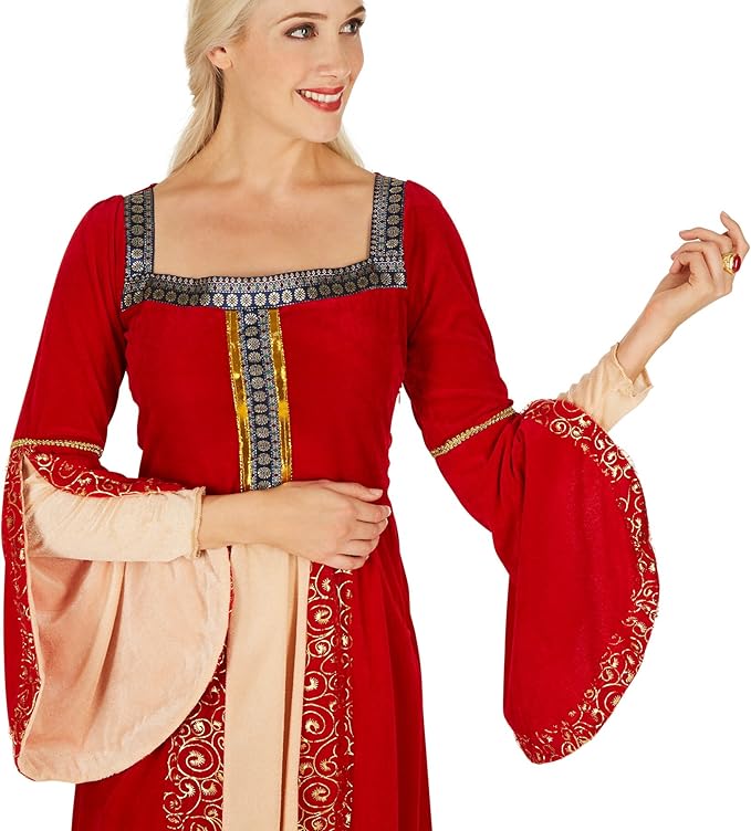 TecTake Costume de reine - femmes - XL - velours rouge avec couronne