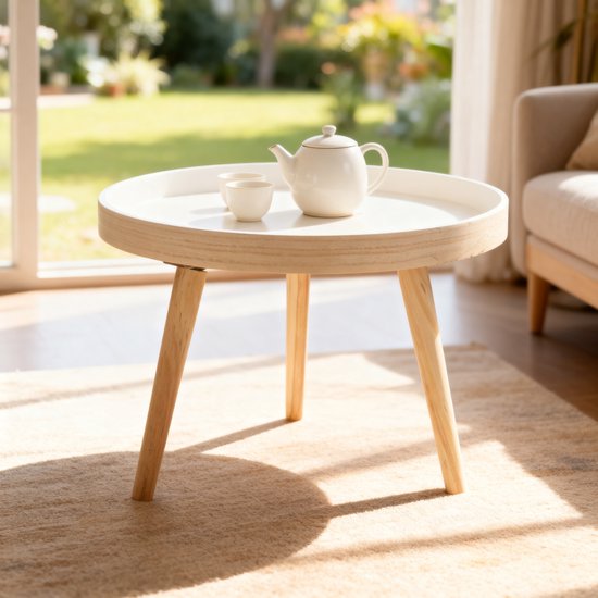 Table d'appoint ronde Arti Casa Ø 40 x 36 cm - Table basse ronde moderne - Petite table d'appoint ou table de chevet - Petite table compacte pour le salon ou la chambre à coucher - Bois