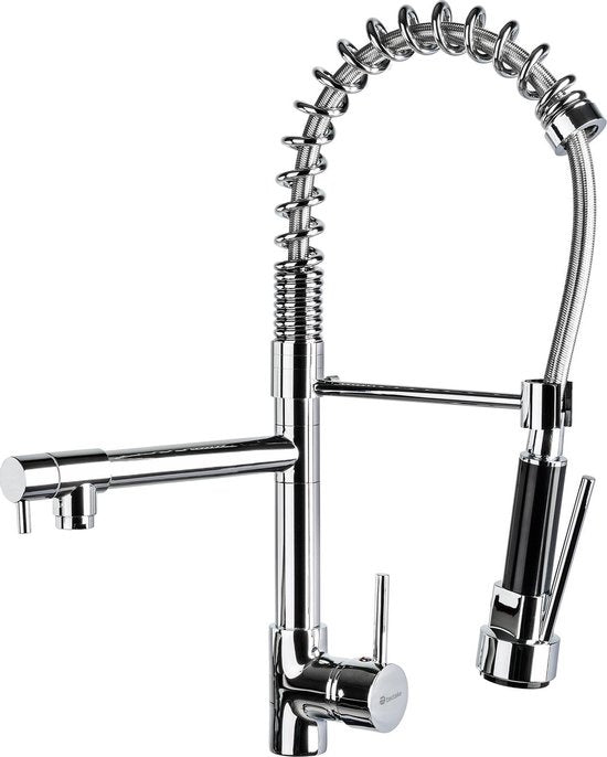 Robinet de cuisine - TecTake - Douchette Pivotante 360° - 2 Robinets - 12 cm de haut