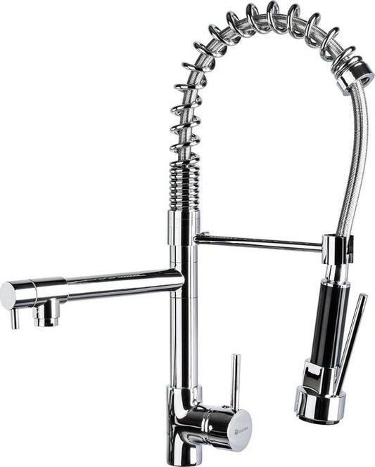 Robinet de cuisine - TecTake - Douchette Pivotante 360° - 2 Robinets - 12 cm de haut