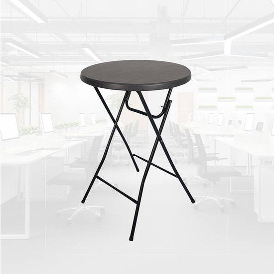 BRASQ Bartable Black ø80 x 110 cm - Table de bar - Table pliante - Pliable en plastique et métal pour l'intérieur et l'extérieur