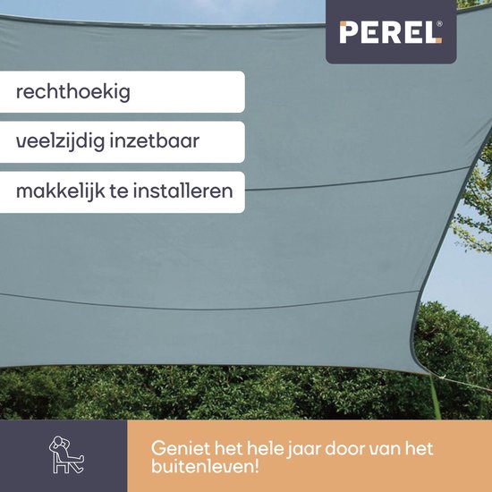 Toile d'ombrage Perel, hydrofuge, 4 x 3 m, 160 g/m², polyester, rectangle, gris clair