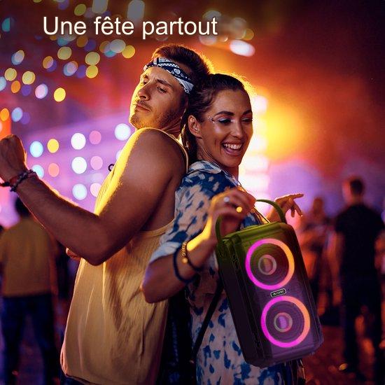 Auronic Partybox - Bluetooth - Enceinte de fête - Boîte à musique - Éclairage des disques - Connexion USB, AUX et carte SD - Noir