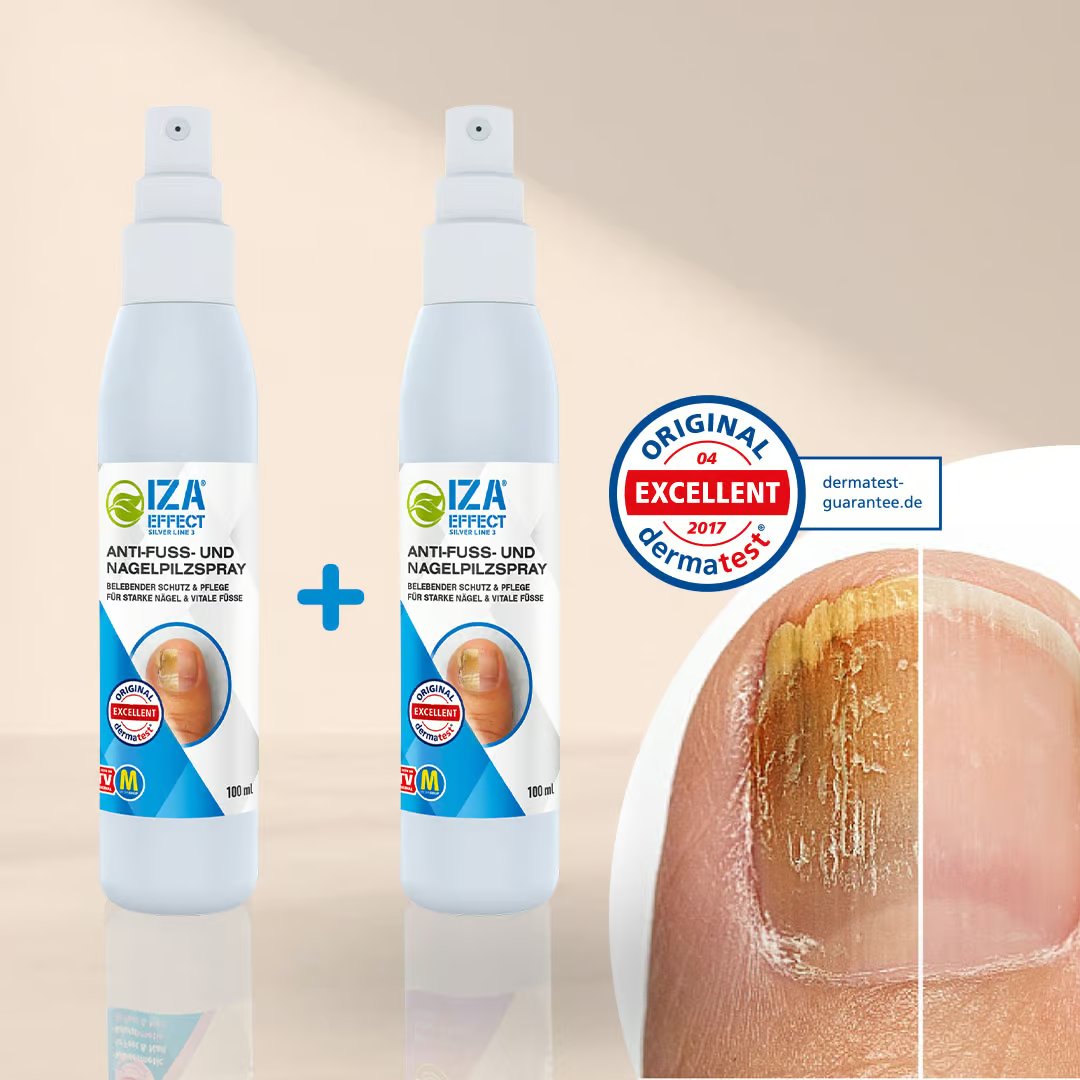 Kit de sprays IZA Effect contre les mycoses des pieds et des ongles - Application rapide - Résultats visibles - 1 + 1 gratuit