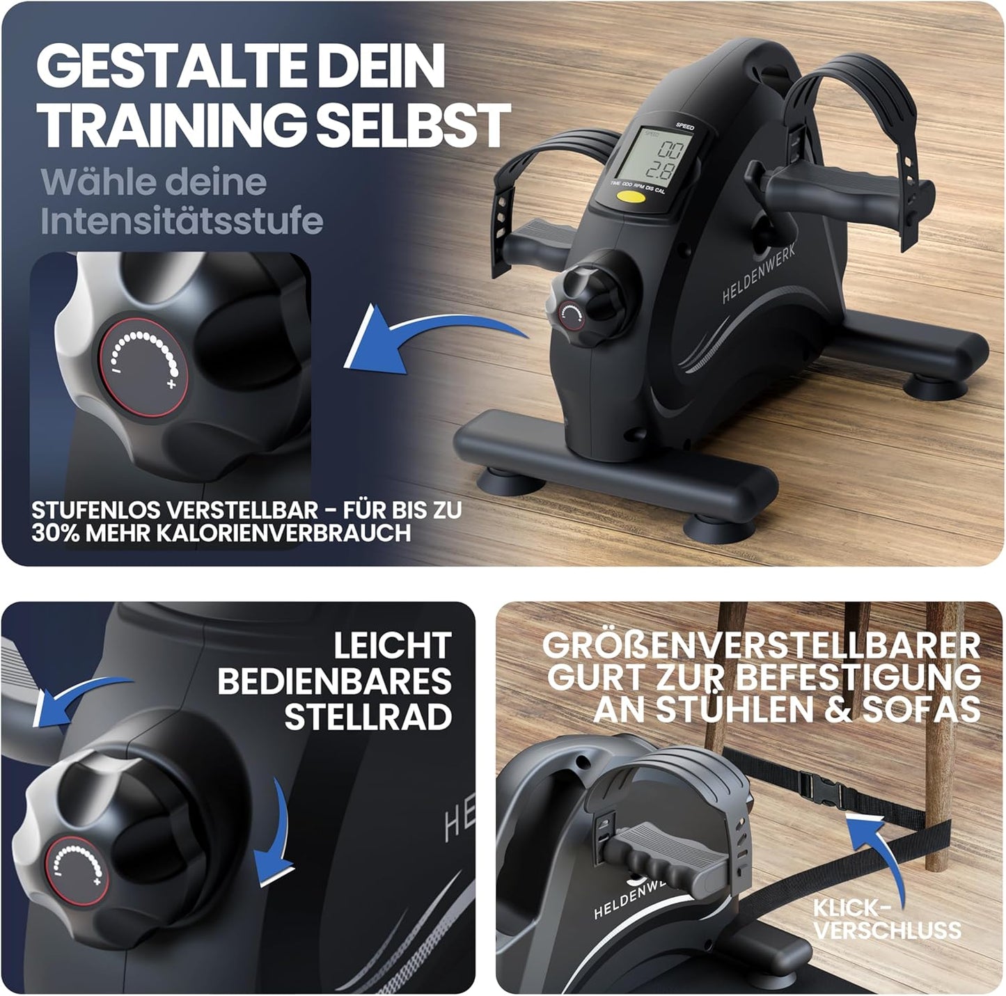 Heroism Pedal Trainer - Tapis antidérapant - Seniors - 44x40x30cm - Noir