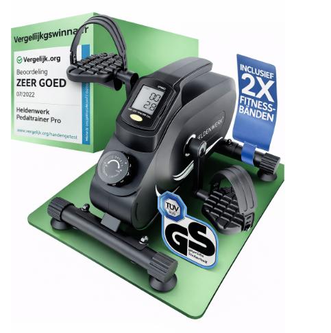 HELDENWERK - Pro Pedal Trainer & Chair Bike - Black Steel - TÜV/GS Tested & Extra Quiet - With Attachment Strap & Fitness Straps - For Seniors & Rehabilitation - Comparison Winner