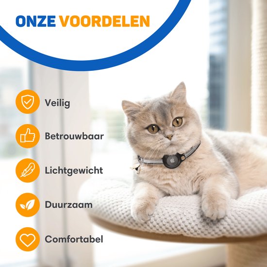 Vulpes Goods® Pets - Collier pour chat adapté à Apple AirTag - Apple Airtag Cat Collar Pro - Sûr, léger, réfléchissant et confortable - Anti-rayures et résistant à l'eau - 3 accessoires inclus - 23.5-30.5 CM - S