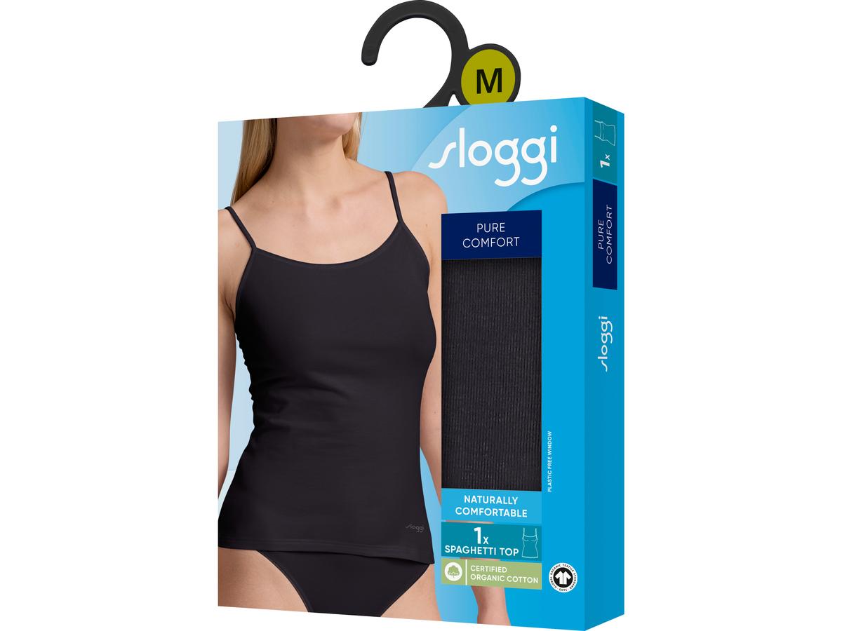 Sloggi Pure Comfort H, haut à bretelles fines - Noir - taille XS