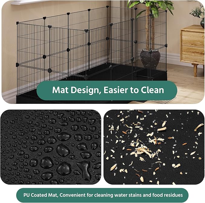 EUGAD 0061WL parc pour petits animaux - parc en métal avec plaque de base Oxford imperméable - 140 x 71 x 71 cm noir