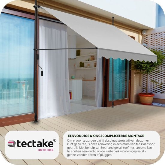 tectake - store à pinces - parasol - store - réglable - store à pinces - parasol balcon - 200 x 180 cm - gris clair - store - 404958