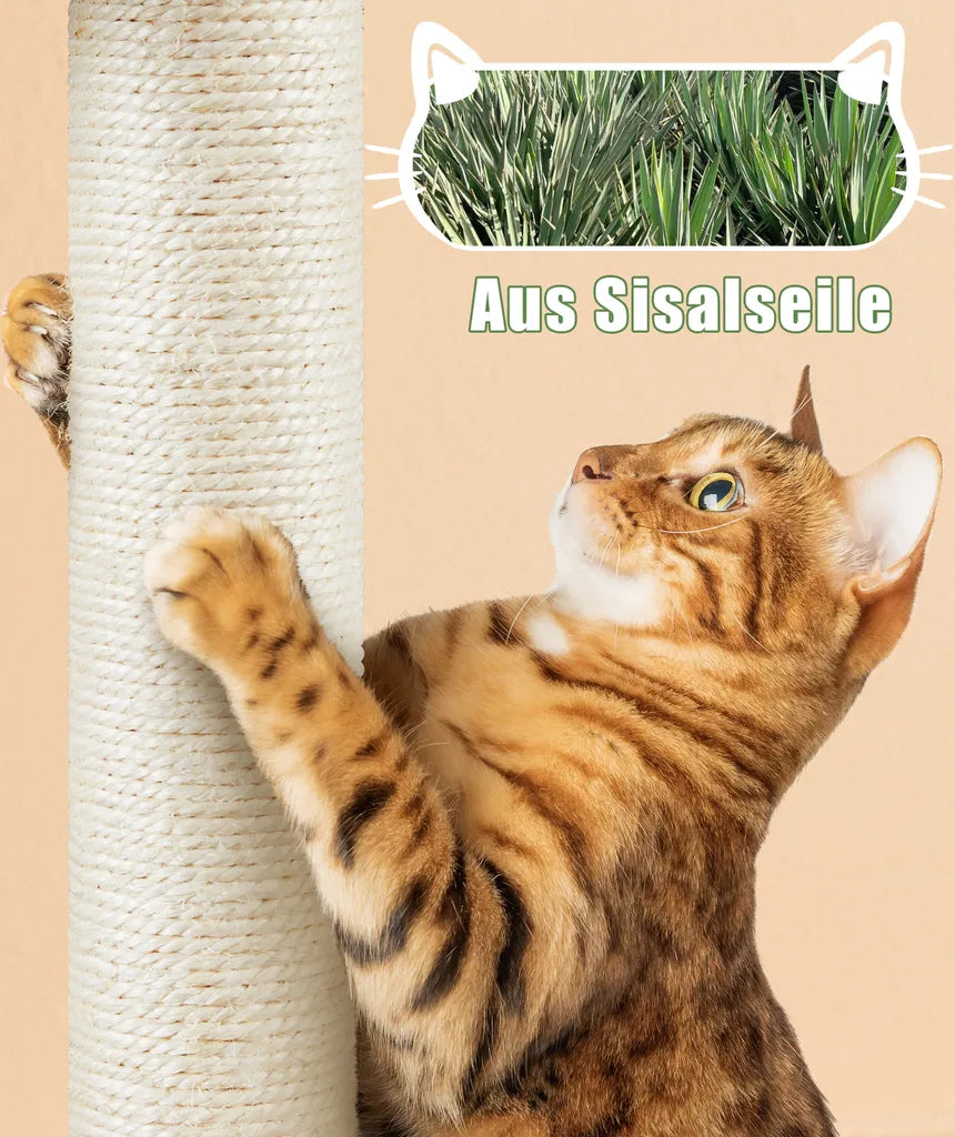Yaheetech : Arbre à chat avec meuble pour litière 80 x 45 x 134,5 cm - Marron/Beige vintage - Meuble pour chat 2-en-1 avec arbre à chat et meuble pour litière