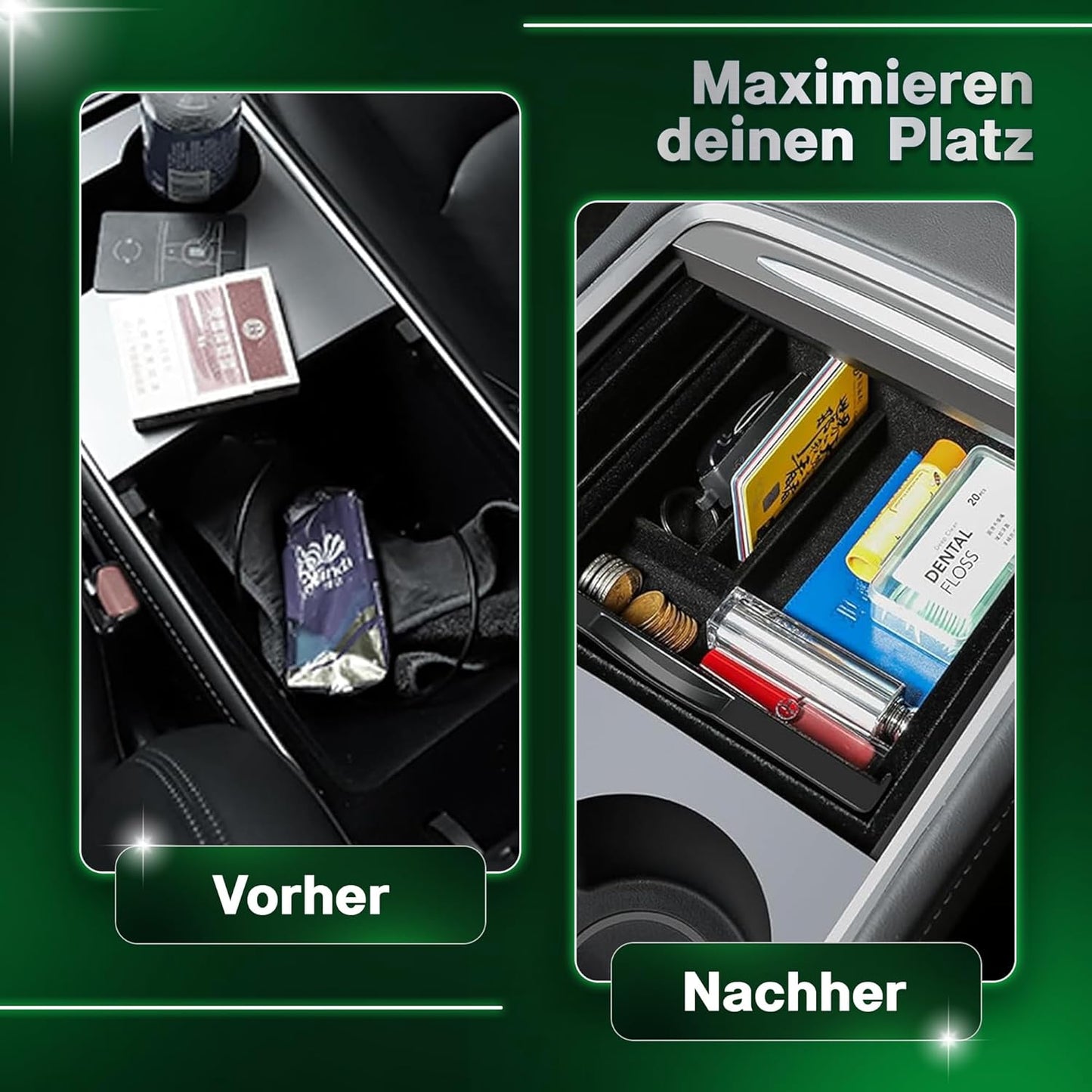 loonara Kit d'organisation de la console centrale pour Tesla Model 3 & Model Y - Noir