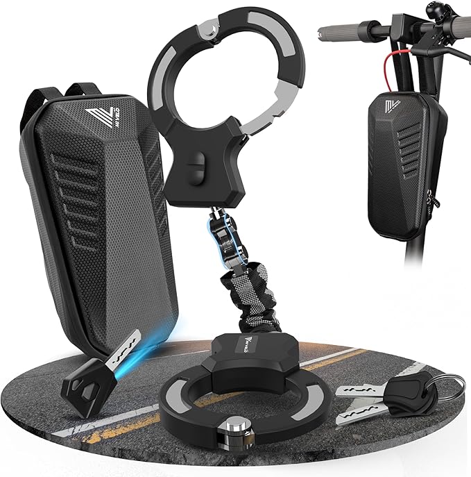 MIVELO E-Step Lock - menottes et chaîne - sac de transport inclus - 30 x 4 x 4 cm - noir