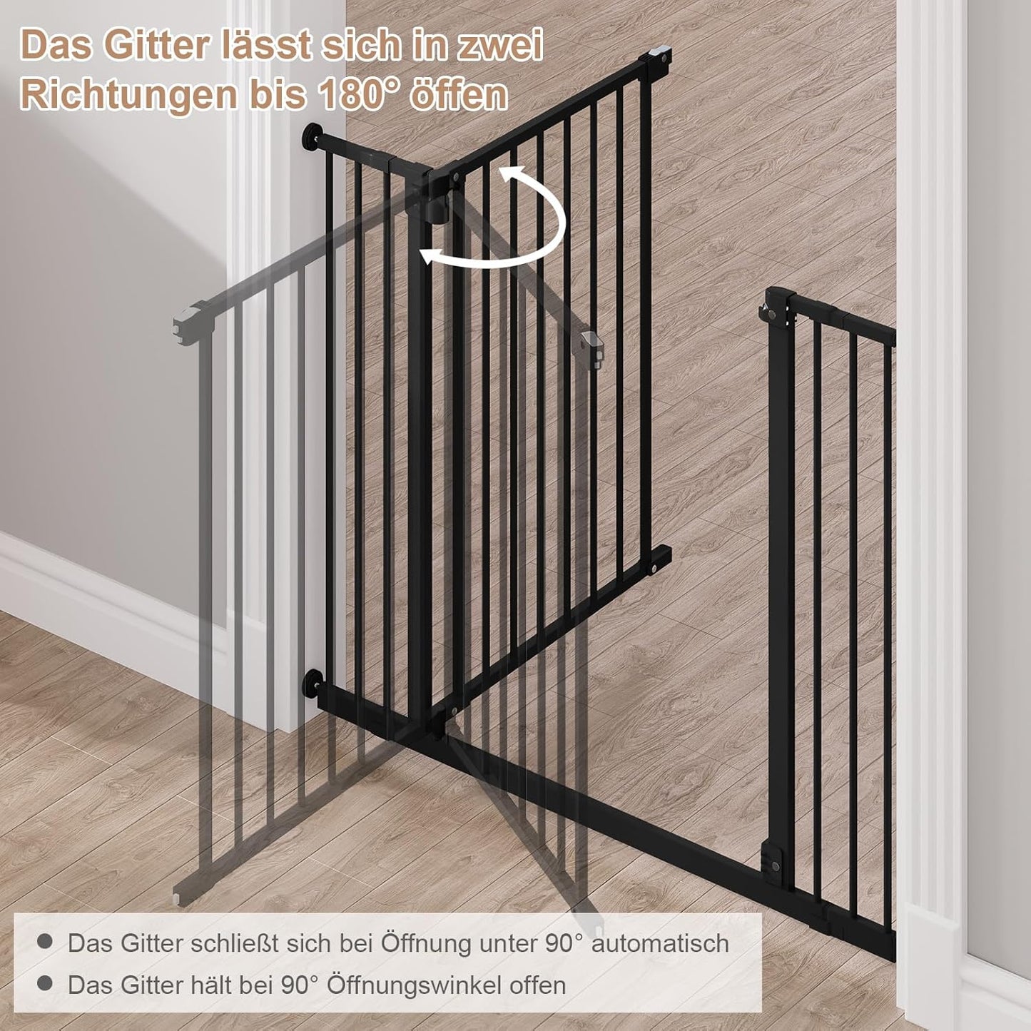 WOLTU Barrière d'escalier - 75-97 cm - 2 Longueurs - Noir