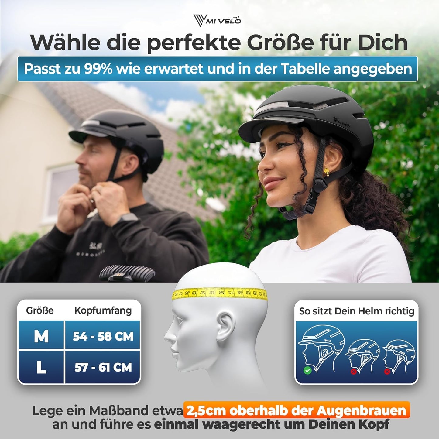 Mivelo Casque de vélo unisexe NOVA - Avec lumière - Certifié NTA jusqu'à 45km/h - Noir - Taille L (57-51 cm)