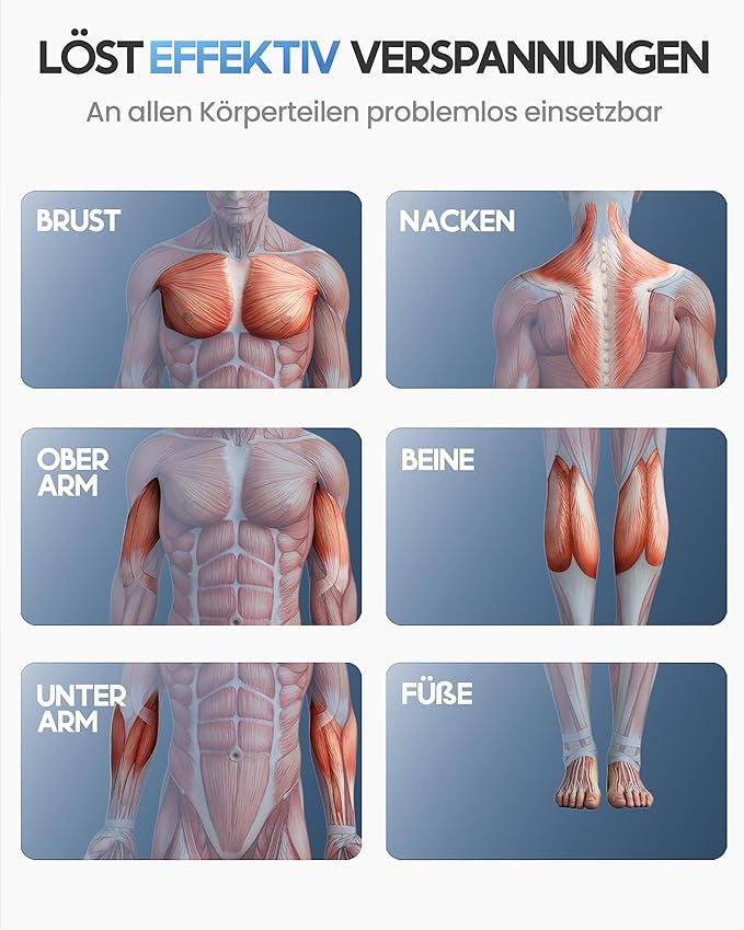 HELDENWERK Pistolet de massage avec 6 accessoires - 3200 rpm, USB-C, masseur musculaire - Noir