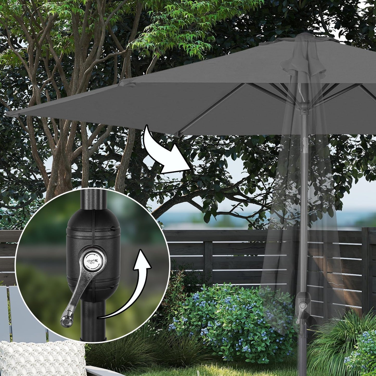 Angel Living Parasol Ø300 cm - Rond - Gris