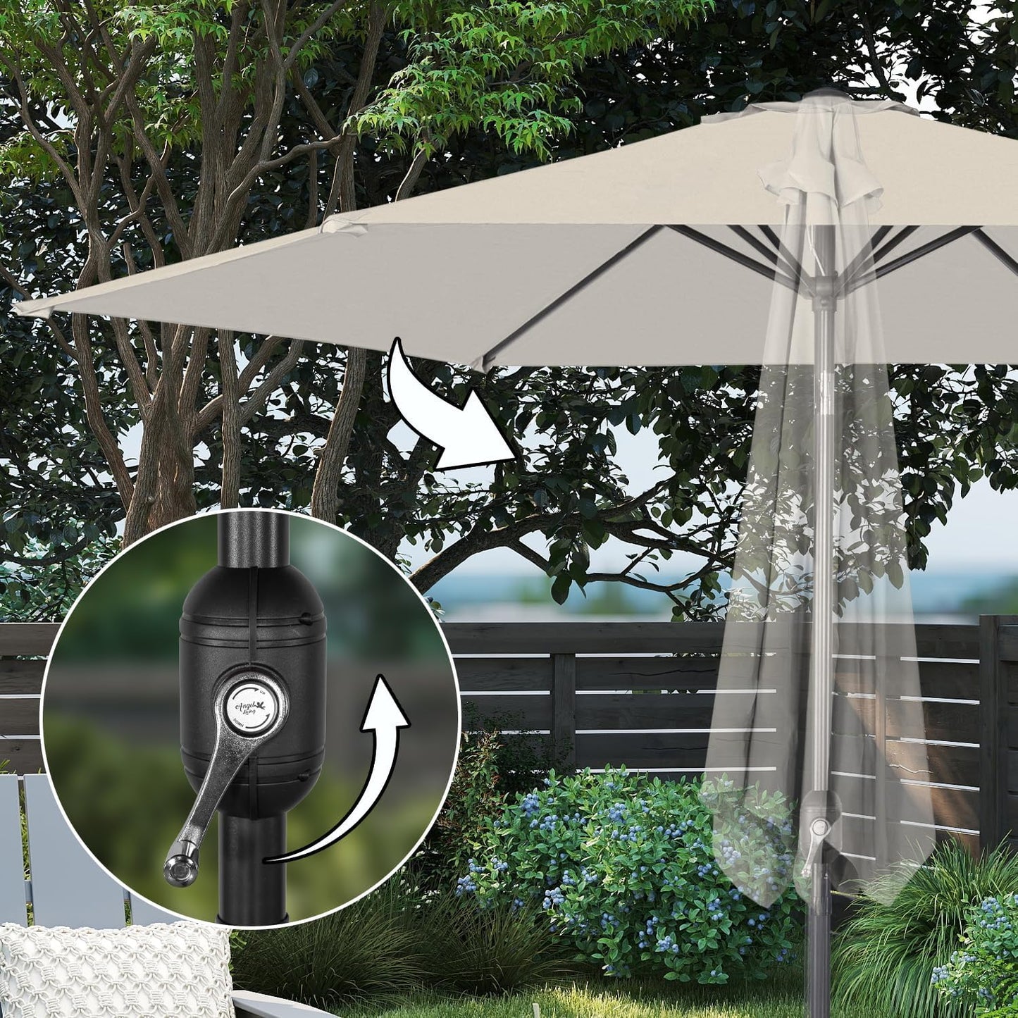 Angel Living Parasol - Ø300 cm - Inclinable - Crème